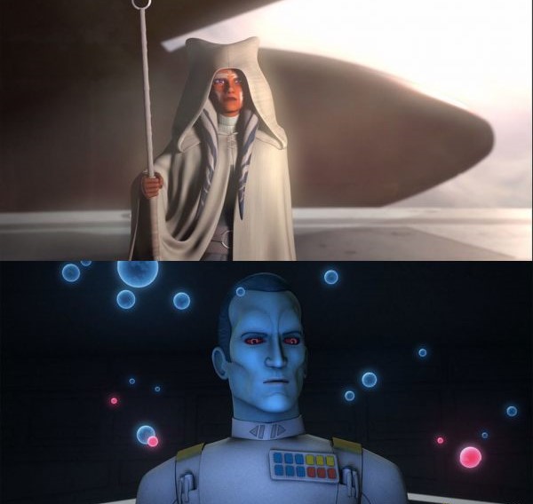 Thrawn e Ahsoka così come sono apparsi in Rebels: presto arriveranno i corrispettivi romanzi Mondadori.