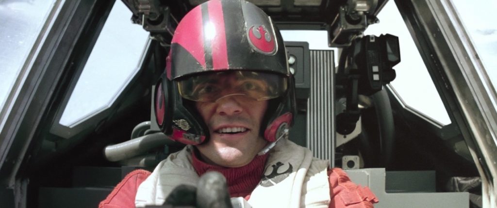 Il pilota Poe Dameron in battaglia.