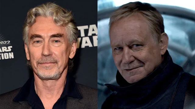 Tony Gilroy alla Star Wars Celebration 2022 a sinistra e Stellan Skarsgård in Andor a destra